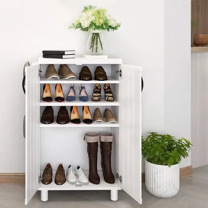 Луи мода обувной шкаф современный простой зал деревянный многофункциональный, чтобы открыть дверь большой емкости вход - Цвет: White
