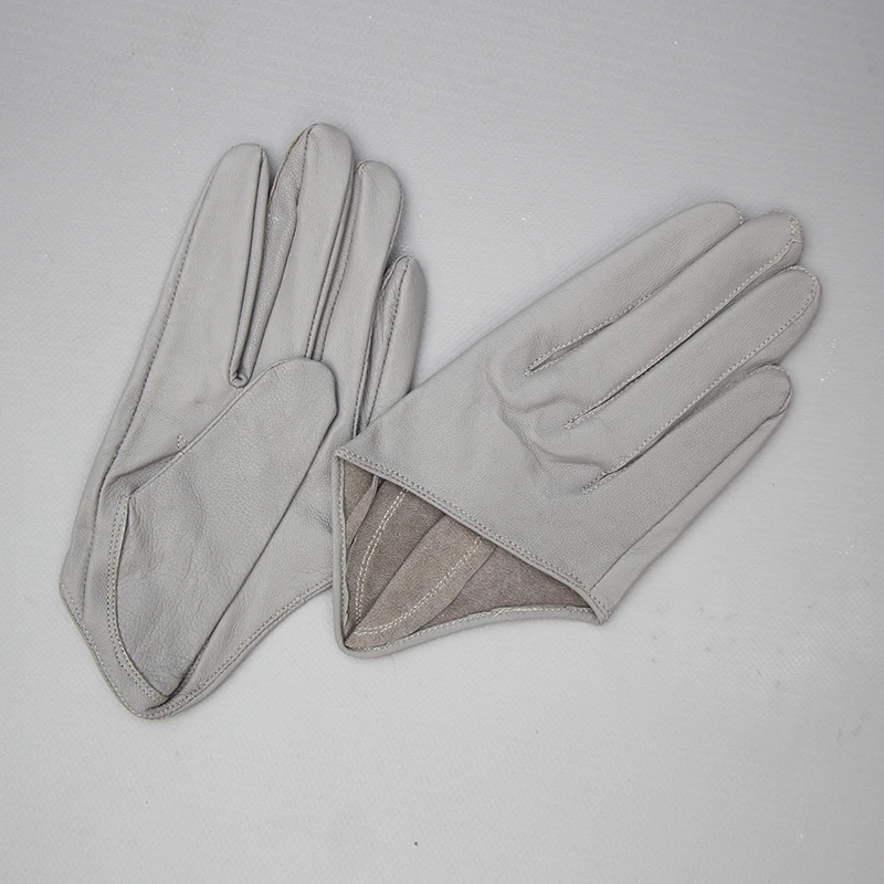 Перчатки из овчины короткие дизайнерские женские перчатки из натуральной кожи lg0003 - Цвет: Серый