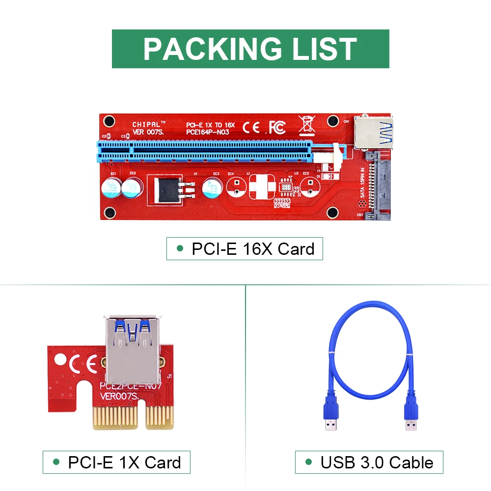 CHIPAL VER007S 60 см PCI E Райзер карта Express PCIE 1X до 16X адаптер USB 3 0 кабель SATA питание для