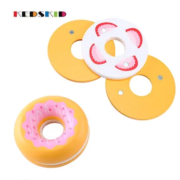 

Wooden Magnetic Strawberry/ Chocolate Donut Pretend Kitchen Play Food Cutting Kids Toys Children gife