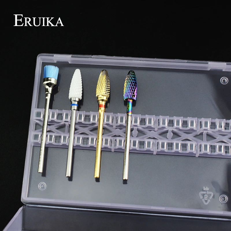 ERUIKA, 1 шт., 14 отверстий, акриловый держатель для сверл для ногтей, пластиковый дисплей, подставка, контейнер для пилок для ногтей, маникюрный выставочный Органайзер