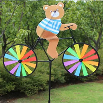 

Cute 3D Animal Bear on Bike Windmill Whirligig Garden Lawn Yard Decor Wind Spinner