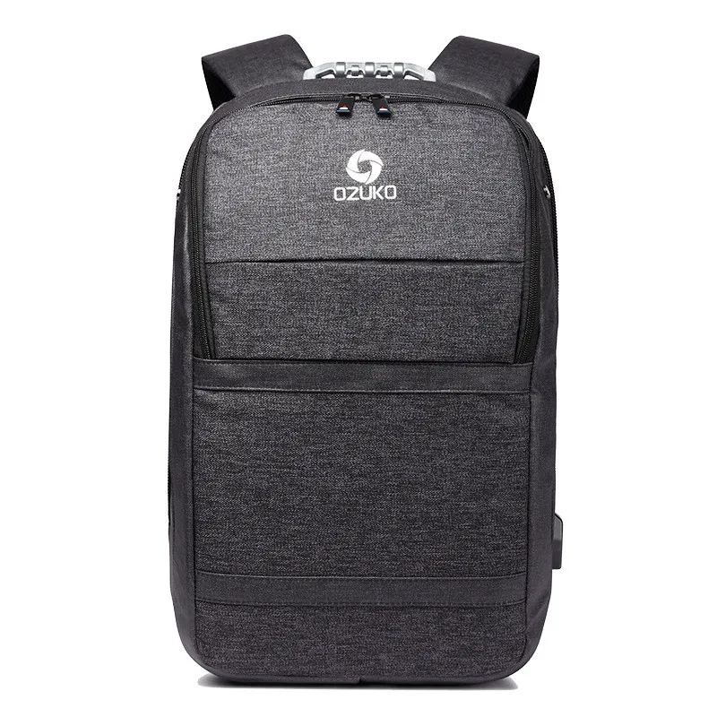 OZUKO мужской рюкзак с жесткой ручкой и зарядкой через usb, мужской 15,6 дюймовый рюкзак для ноутбука, Вместительная деловая дорожная сумка, школьные сумки - Цвет: Черный