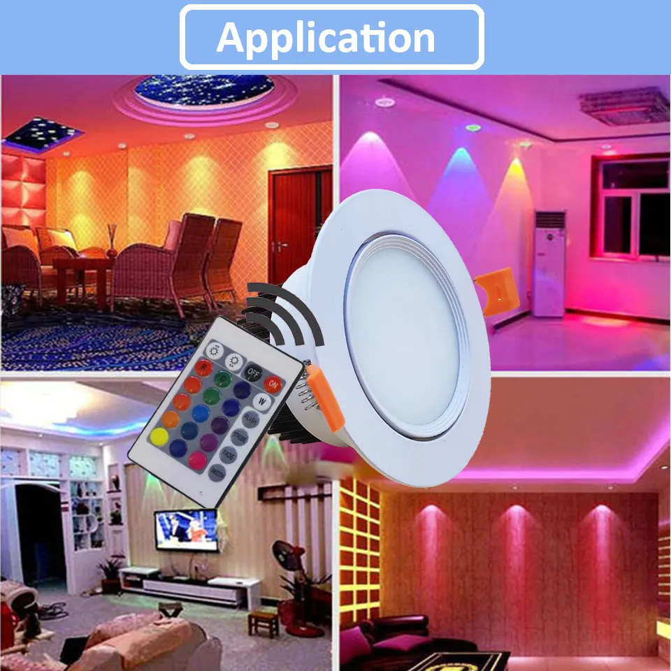 4pcs 3W 6W 9W RGB LED Ceiling Lamp Down Lights Color Changeable Recessed Downlight With REmote AC85-265V Dimmable RGB Spotlight