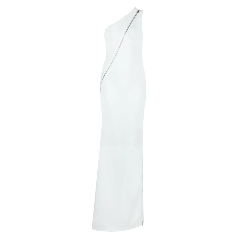 Beateen الأزياء Bodycon سبليت واحد الكتف المرأة ضمادة اللباس أنيقة سستة الجوف خارج القطع الرقبة الطابق طول حزب اللباس