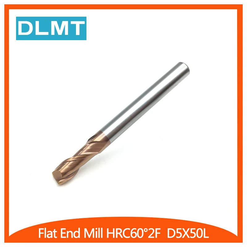 

HRC60 2F-D5.0X50L 1Pcs 5mm Solid Carbide Two Flutes Spiral Straight Shank End Mill CNC Machining Center Cutting Tools