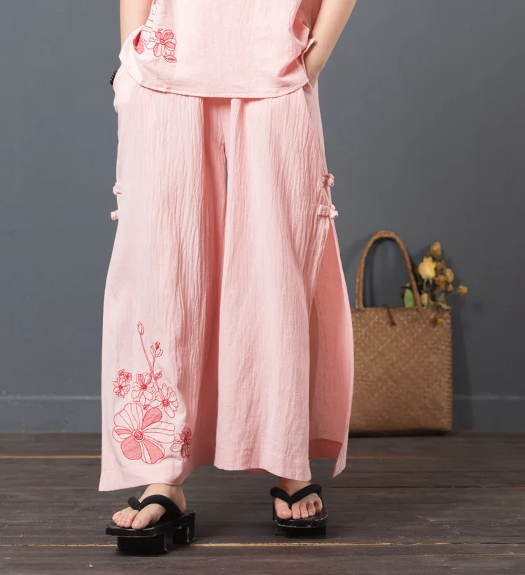 LZJN 2019 New Summer Women Sets Loose Tops and Pants Two Piece Suit Sets Women Casual Cotton Linen Tank Tops and Pants Set  (15)