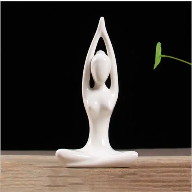 M.J.D. Abstract Art Ceramic Yoga Poses Figurine Porcelain Yoga Lady
