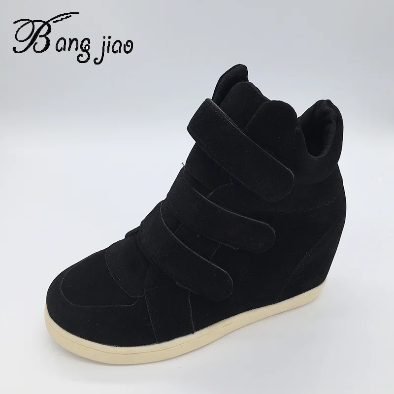 

New 2019 Women's Shoes Hidden Wedge Invisible Heel Shoes Women Casual Shoes High Top Breathable Platform Sneakers Chaussure Femm