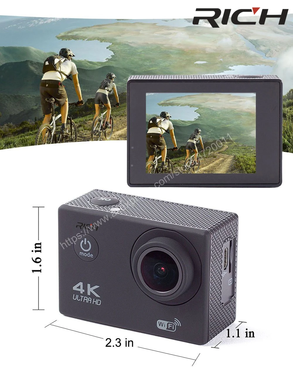 2018 RICH F5 экшн камера WiFi 1080P 170D Len 2 0 LCD на шлем go подводная профессиональная