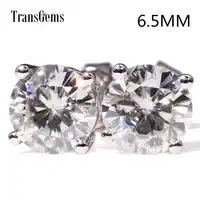 Transgems クラシックバスケット設定 14 585 ホワイトゴールド 2CTW 6.5 ミリメートル FGH 色モアッサナイトスタッド女性のためのネジ女性のための