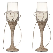 CSS 1 комплект персонализированные любовь свадьба, свадьба шампанское тост флейты, мешковины кружева деревенский флейты
