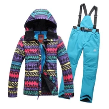 FREE SHIPPING new 2016 women winter cotton coat set hiking outdoor jacket women coat set ski suit skiing set women