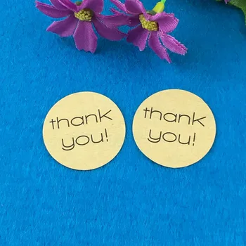 

Free Shipping 600PCS/Lot 3cm "thank you" Round Labels Kraft sticker Sealing Favours Toppers for Gift /Bake/Box/Jewelry/Cake