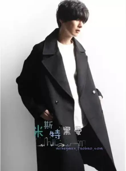 S-5XL New Men's female clothing winter fashion Big lapel loose woolen trench double-breasted long pattern plus size outerwear
