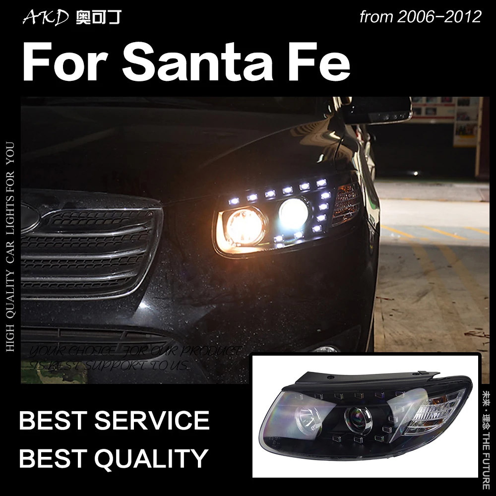 AKD автомобильный Стайлинг Головной фонарь для hyundai Santa Fe фары 2007-2012 SantaFe светодиодный фары DRL Hid Bi Xenon авто аксессуары