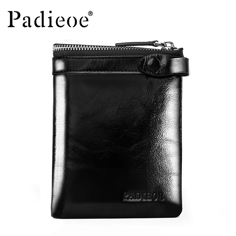 

Padieoe Mens Leather Wallets Money Cards Holder Business Genuine Cow Leather Wallet Male Casual Cowhide Zipper Money Coin Purse