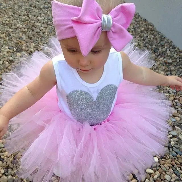 

Tutu Skirt Ball Cute Party Headband Clothes Summer 3PCS Baby Girls Clothing 1st Birthday Cake Bodysuit