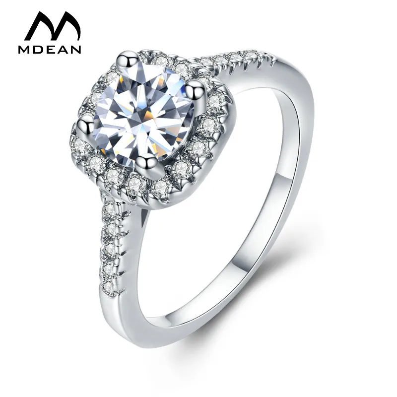 

MDEAN White Gold Color Wedding Rings for Women Bijoux Ring AAA Jewelry Bague Accessories Size 5 6 7 8 9 10 11 12 msr035