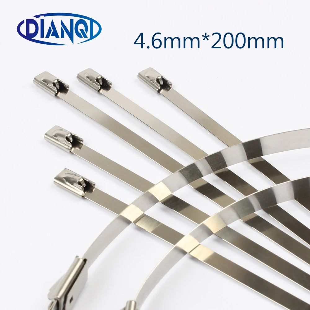 

4.6mmx200mm 4.6x200mm 4.6mm*200mm Latching Self-Locking Stainless Steel wires cable ties self-Lock tie wrap zip ties 201 304 316
