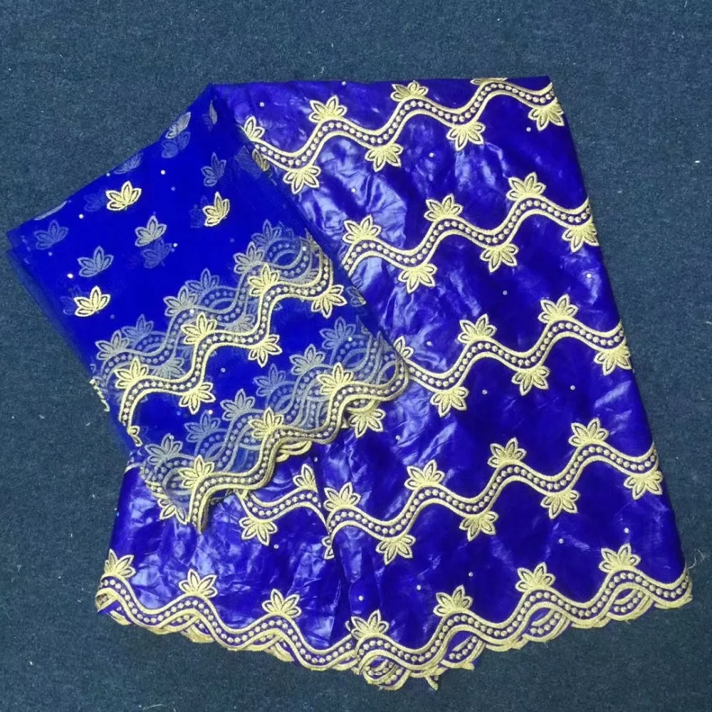 

Beautifical Blue Bazin riche fabric african embroided bazin riche getzner with 2 yards french lace fabric