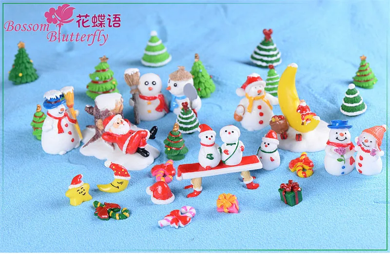 ZOCDOU 20 штук подарок на Рождество Подарочная коробка Санта Клаус Снеговик Nieve маленькая Статуэтка ремесла орнамент миниатюры
