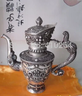 

$GANG Tibetan bronze dragon foo dog statue tibet Butter teapots pot