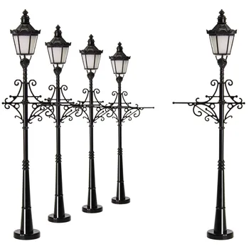 5pcs OO HO N Scale Antique Lamp Post Delicate Street Lights Model Railway LEDs Warm White LQS74