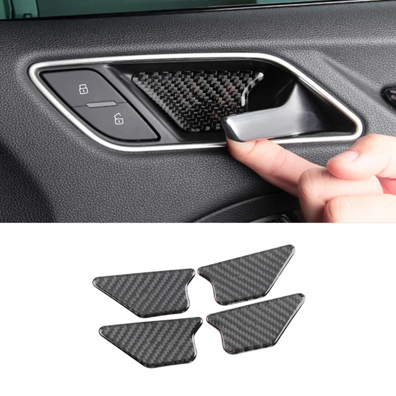 Отделка рамы из углеродного волокна для салона автомобиля, 4 шт. для Audi A3, 8 в, 2013-18, накладки на внутреннюю дверь - Название цвета: door bowl