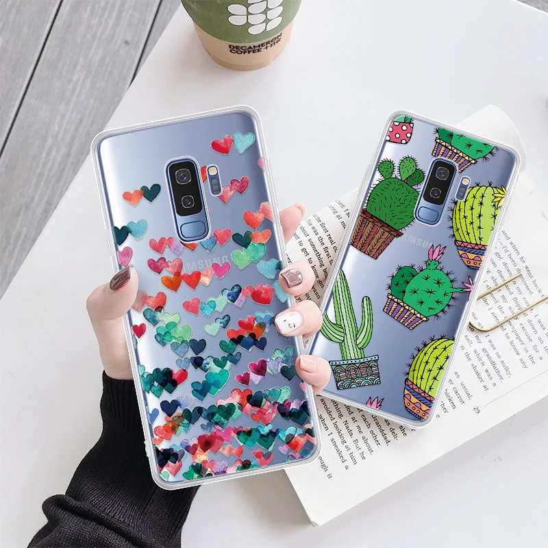 

Transparent Silicone Pattern Phone Case For Samsung J4 J6 A8 A6 Plus A8 2018 Note 8 9 S7 Edge S8 S9 Plus Shining Cartoon Shell