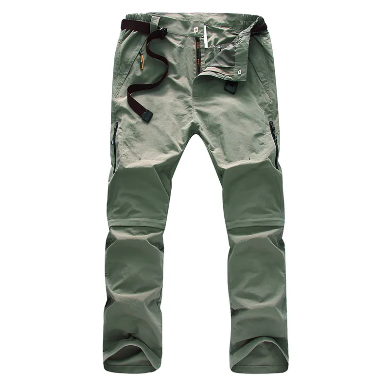 WOLFONROAD летние мужские брюки быстросохнущие съемные брюки для спорта на открытом воздухе водонепроницаемые короткие брюки для пеших прогулок тонкие брюки L-SSMT-001 - Цвет: bean green