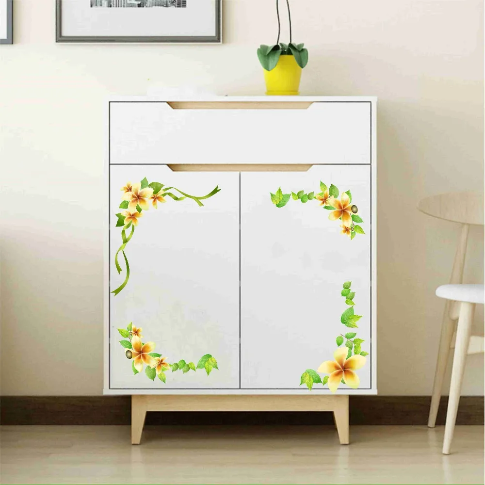 Colorful Flower Floral Vine Stickers Refrigerator cupboard Wedding Decoration Wall stickers decals (1)