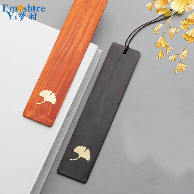 Emoshire Mahogany inlaid copper double bookmark Tan Violet Tan to bookmarks Classical Chinese gift creative custom lettering (2)