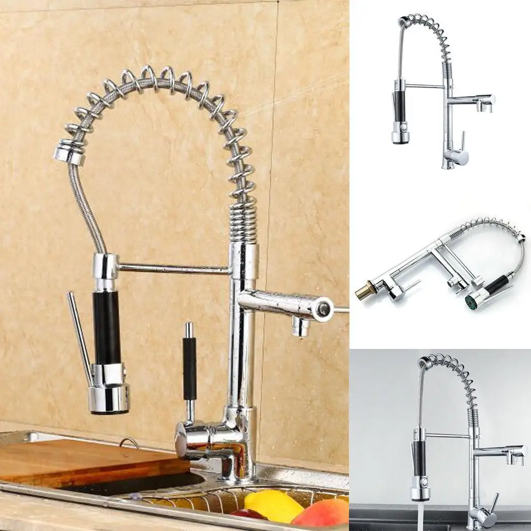 

Durable Water Faucet Single Handle Faucet with Pull Down Silver Sprayer for Tap 0-90C 17mm Kitchen 35mm