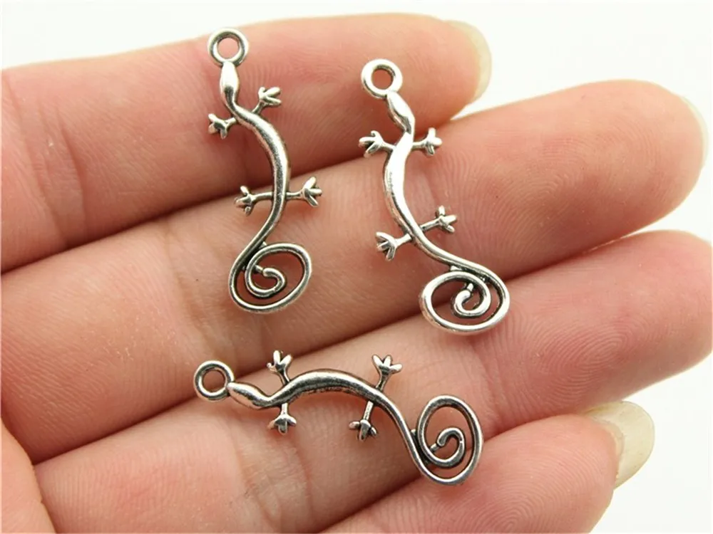 

WYSIWYG 12pcs 29x11mm Charm Gecko 3 Colors Antique Gold Antique Silver Antique Bronze Lizard Charms Chameleon Pendant
