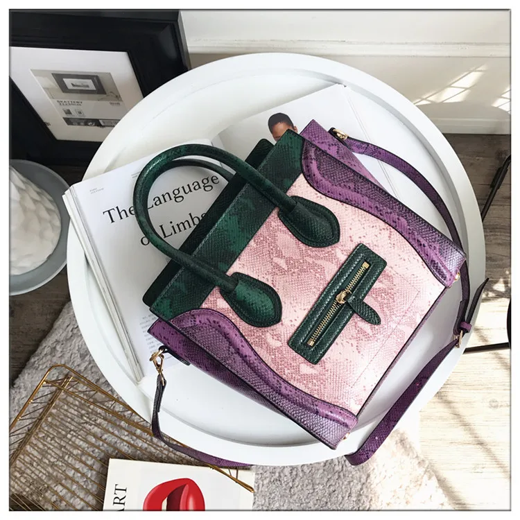 Leather Serpentine Handmade Luxury Patchwork Women Shoulder Bags Small Women Cross body bag snake skin women satchel bag (14)