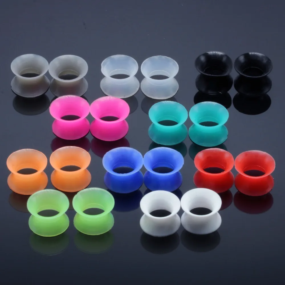 2PCS Soft Silicone Ear Plugs Flesh Ear Tunnels Ear Gauges Ear Expanders 3-20mm Mix Colors Body Piercing Jewelry Free Shipping