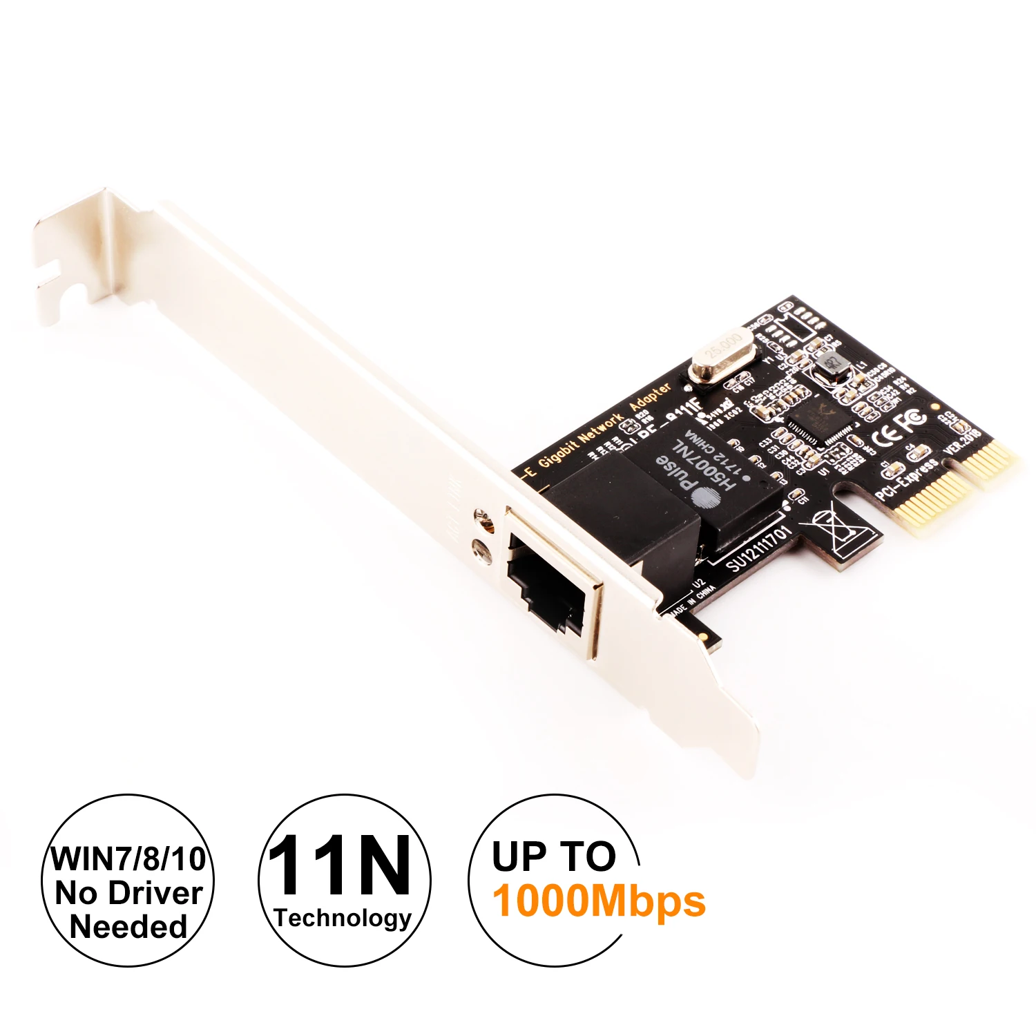 

Ubit Pci-E Gigabit Network Adapter, PCI Express Network Card Gigabit Ethernet LAN Card 100/1000 Mbps for Windows 10/8.1/8/7/XP