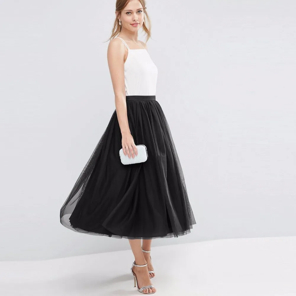 tea length black tulle skirt