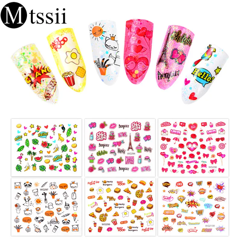 

Mtssii 1pcs Summer Designs Nail Sticker Animal Tree Planet Moon Sun Water Decals Transfer Colorful Slider Tips Nail Art Decor
