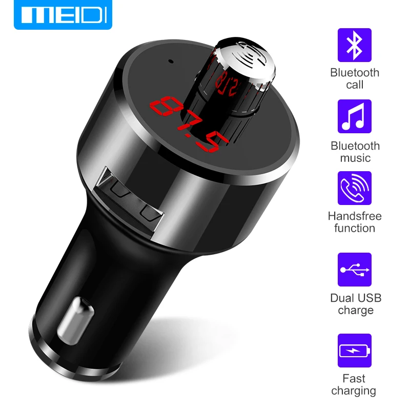 Beste MEIDI Auto Bluetooth Fm zender Radio Adapter Auto MP3 Speler Dual USB Car Charger Handsfree Car Kit
