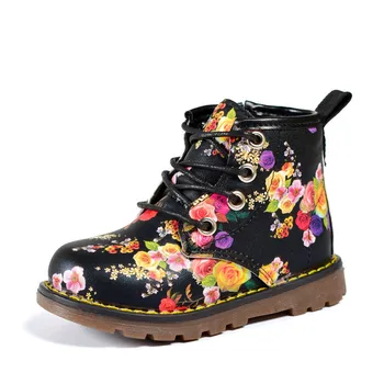 

DIMI 2020 New Kids Ankle Boots Girls Floral Flower Print Martin Boots Fashion Sweet Baby Girl Boots Shoes Size 21-30