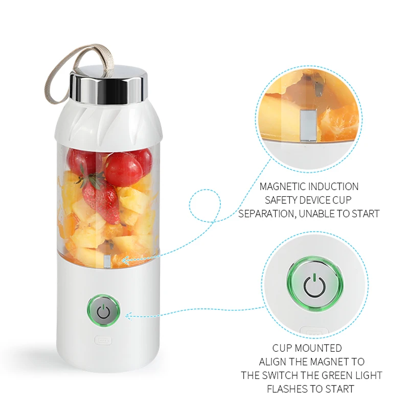 

550ML 4 Blade Portable Electric Juicer Wireless Automatic Mini USB Juice Drink Juicing Bottle Blender Cut Mixer