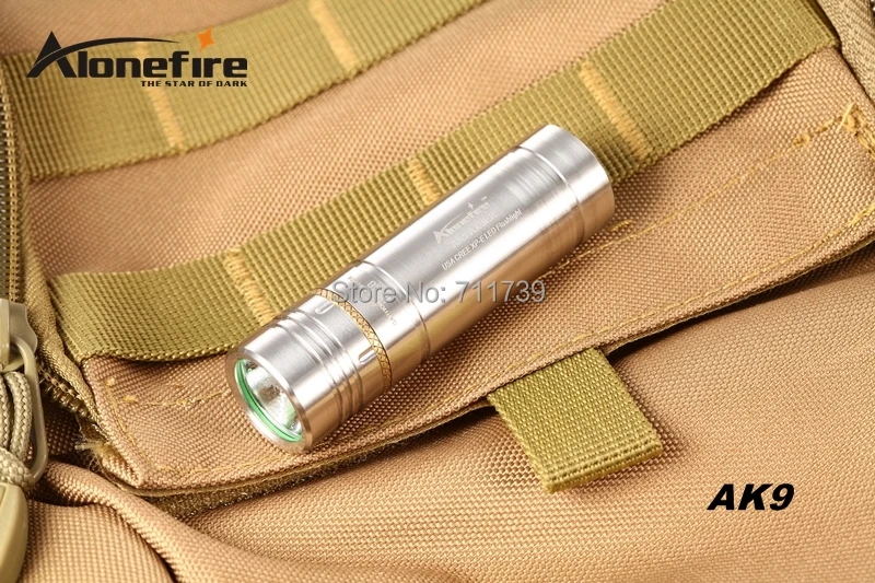 AloneFire AK9 CREE XPE R2 светодиодный 5 режимов из нержавеющей стали изысканный ручной мини фонарик для 16340 или CR123A батареи