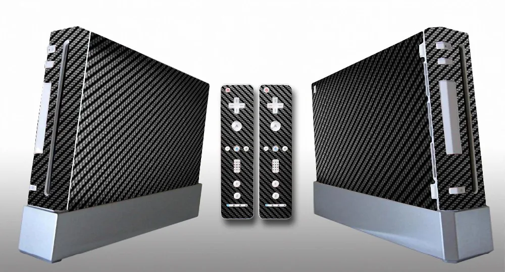 

Black Carbon Fiber Vinyl Skin Sticker Protector for Nintendo Wii and controller skins Stickers