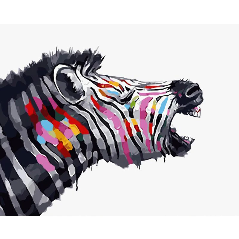 

Color zebra Hand Made Paint High Quality Canvas Beautiful Painting By Numbers Surprise Gift Great Accomplishment