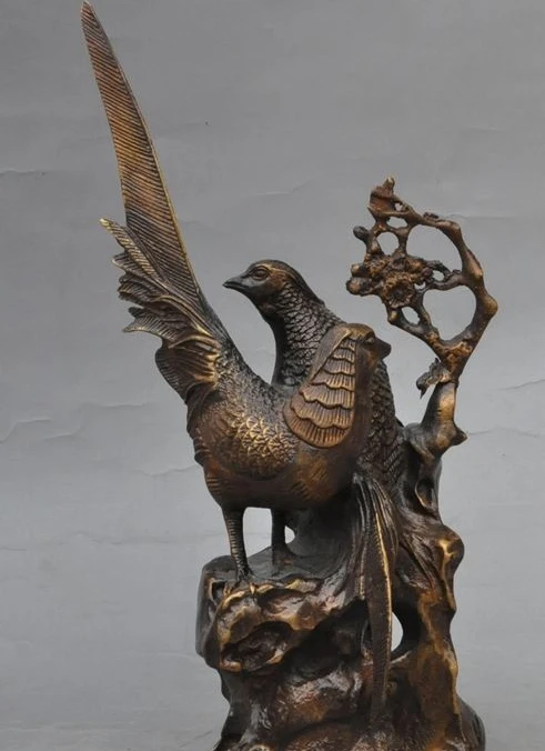 

11" mark chinese bronze fengshui bird Magpies Plum flower Look very happy statue