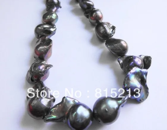 

ddh001368 HUGE 18"20MM NATURAL TAHITIAN BLACK PEARL NECKLACE 14K