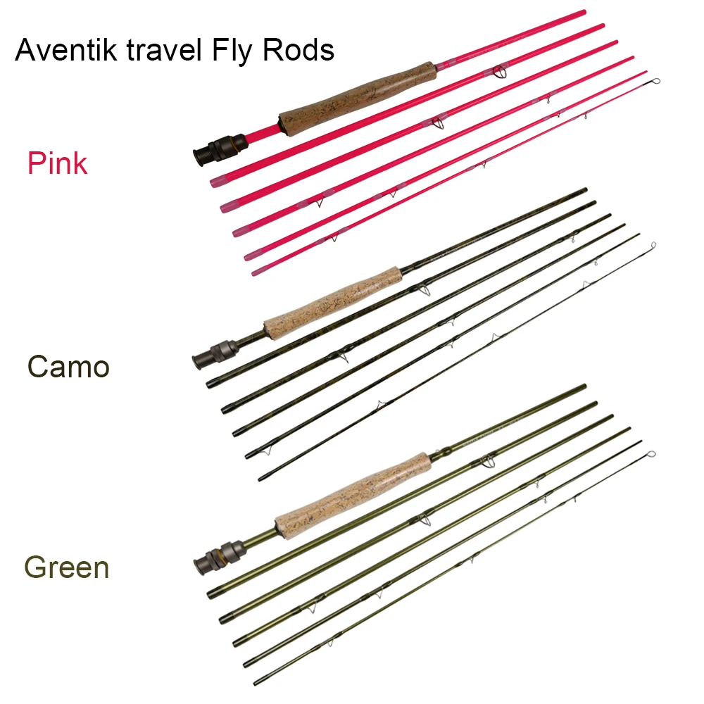 Review Aventik Travel Fly Fishing Rods IM8 24T 100% Carbon Fiber Fast Action Light Fly Rods Pink Camo Green Color Fishing Rod