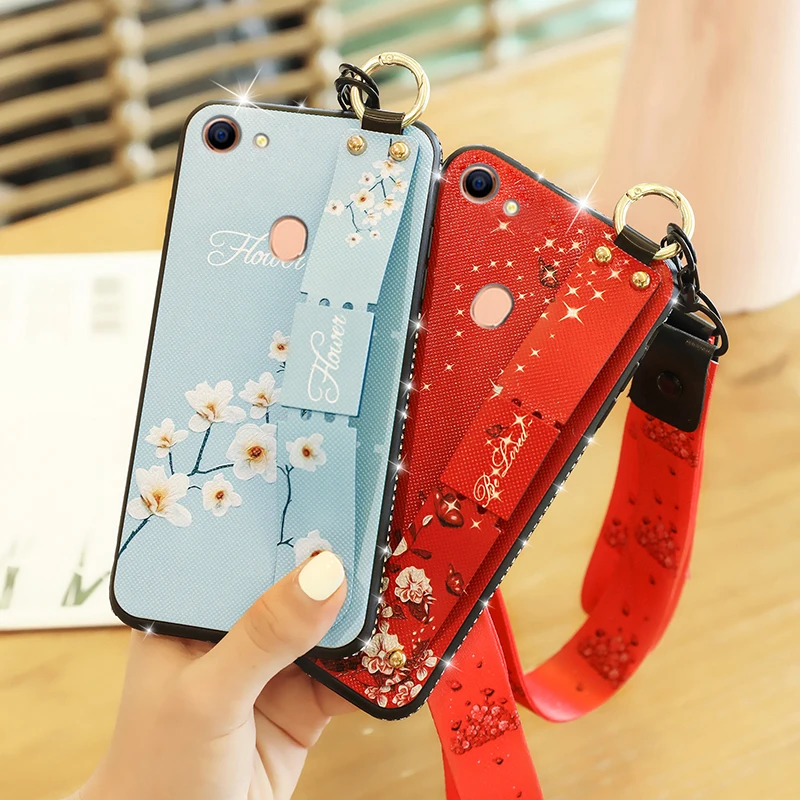 

YueTuo stand case for OPPO A3 A5 A7 A9 A33 A37 A57 A77 A53 A59 A73 A79 A83 luxury Finger Ring Diamond Wrist Strap phone cover